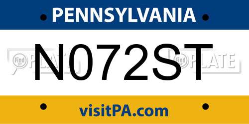 N072ST Pennsylvania License Plate