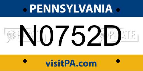 N0752D Pennsylvania License Plate