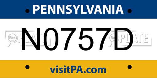 N0757D Pennsylvania License Plate