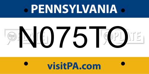 N075TO Pennsylvania License Plate