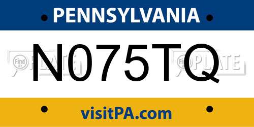 N075TQ Pennsylvania License Plate