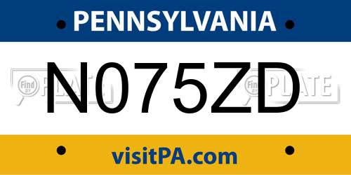 N075ZD Pennsylvania License Plate