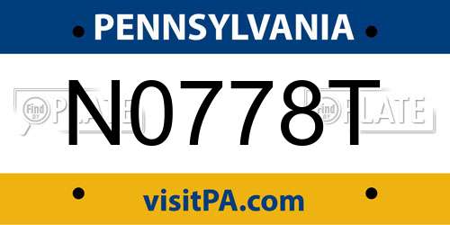 N0778T Pennsylvania License Plate