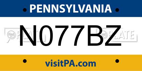 N077BZ Pennsylvania License Plate