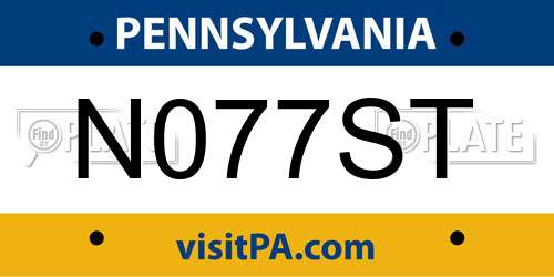 N077ST Pennsylvania License Plate