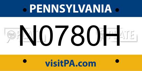 N0780H Pennsylvania License Plate