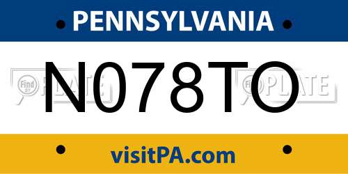 N078TO Pennsylvania License Plate