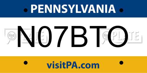 N07BTO Pennsylvania License Plate