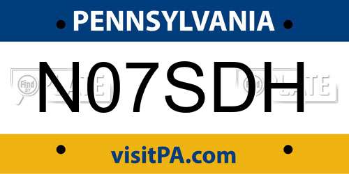 N07SDH Pennsylvania License Plate