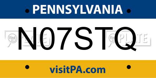 N07STQ Pennsylvania License Plate