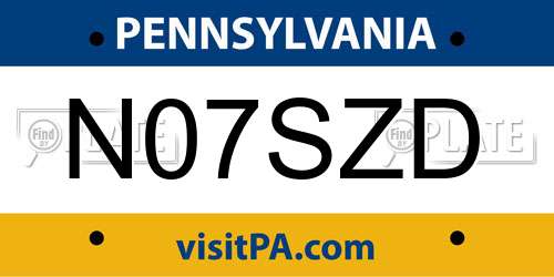 N07SZD Pennsylvania License Plate