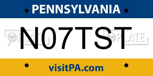 N07TST Pennsylvania License Plate