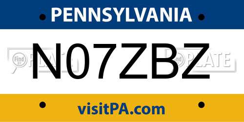 N07ZBZ Pennsylvania License Plate