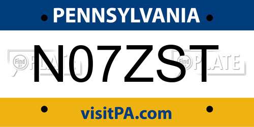 N07ZST Pennsylvania License Plate