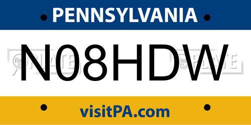 N08HDW Pennsylvania License Plate