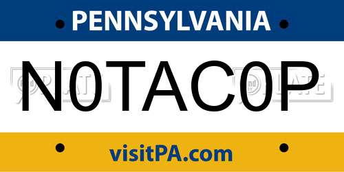 N0TAC0P Pennsylvania License Plate