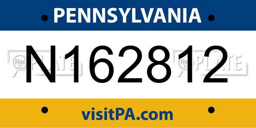 N162812 Pennsylvania License Plate