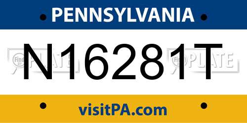 N16281T Pennsylvania License Plate