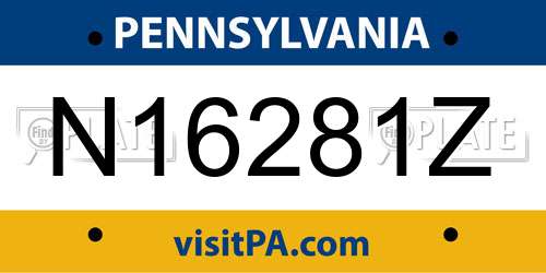 N16281Z Pennsylvania License Plate