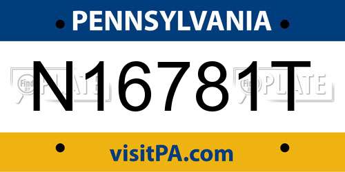 N16781T Pennsylvania License Plate
