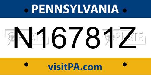 N16781Z Pennsylvania License Plate