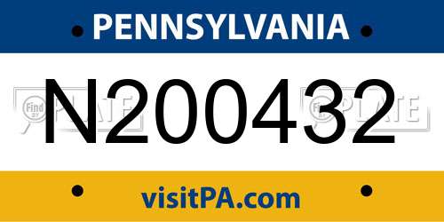 N200432 Pennsylvania License Plate