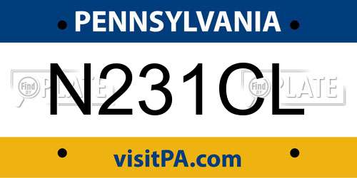 N231CL Pennsylvania License Plate