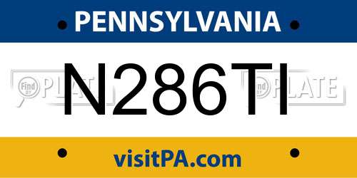 N286TI Pennsylvania License Plate