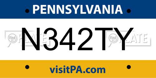 N342TY Pennsylvania License Plate