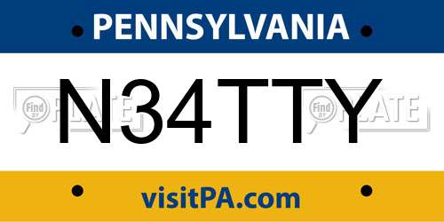 N34TTY Pennsylvania License Plate