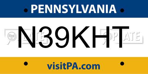 N39KHT Pennsylvania License Plate