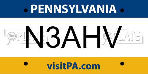 N3AHV Pennsylvania License Plate