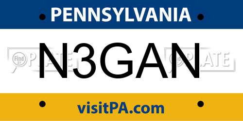 N3GAN Pennsylvania License Plate