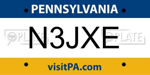 N3JXE Pennsylvania License Plate