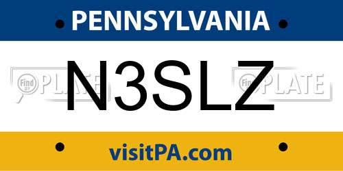 N3SLZ Pennsylvania License Plate
