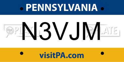 N3VJM Pennsylvania License Plate