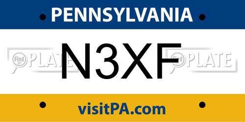 N3XF Pennsylvania License Plate