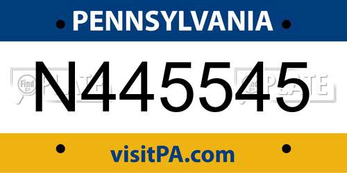 N445545 Pennsylvania License Plate