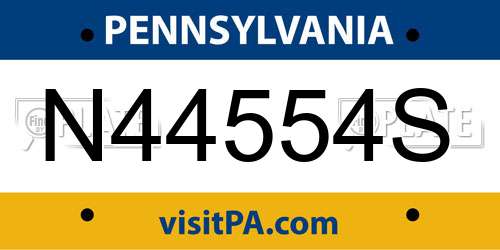 N44554S Pennsylvania License Plate