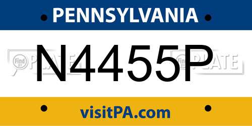 N4455P Pennsylvania License Plate
