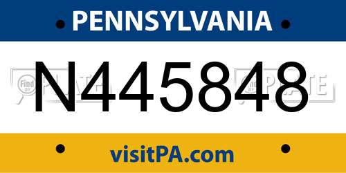 N445848 Pennsylvania License Plate