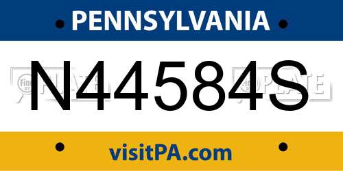 N44584S Pennsylvania License Plate