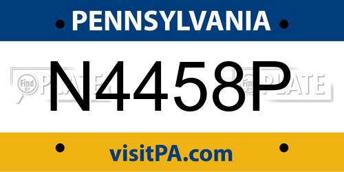 N4458P Pennsylvania License Plate