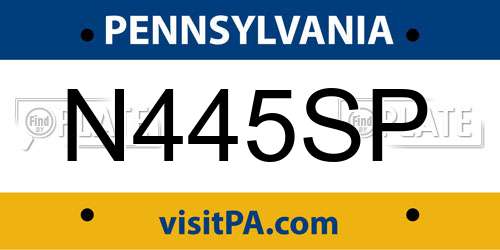 N445SP Pennsylvania License Plate