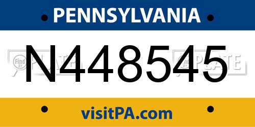 N448545 Pennsylvania License Plate