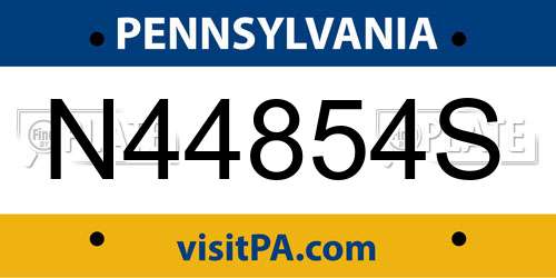 N44854S Pennsylvania License Plate