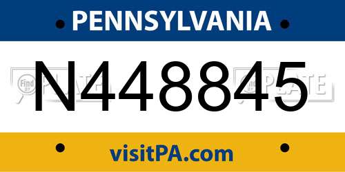 N448845 Pennsylvania License Plate