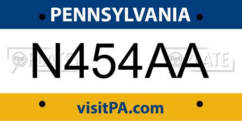 N454AA Pennsylvania License Plate