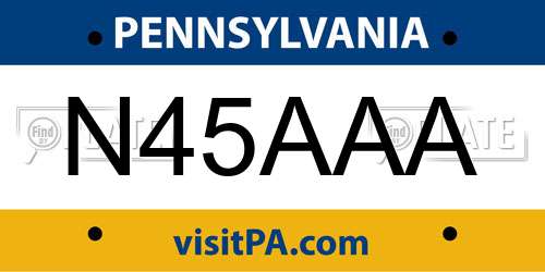 N45AAA Pennsylvania License Plate