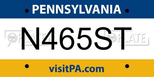 N465ST Pennsylvania License Plate